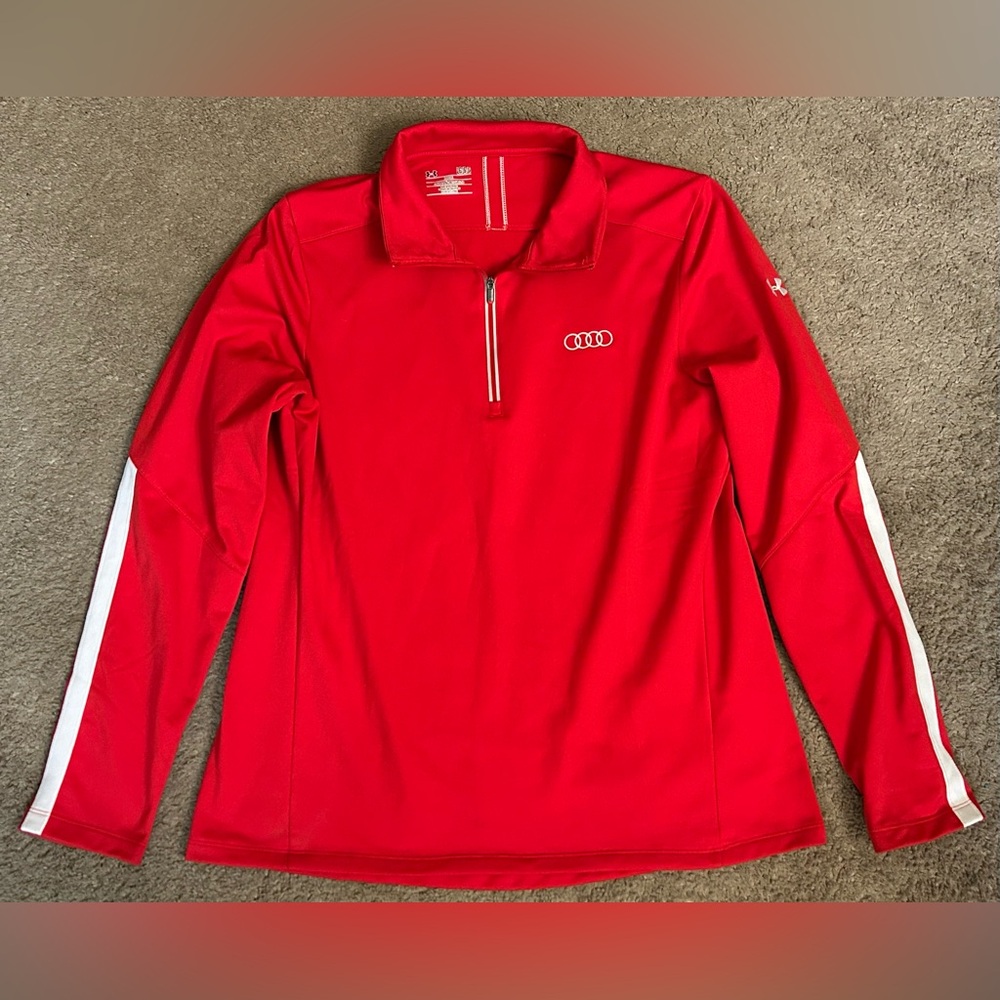 Under Armour Qualifier 1/4 Zip Jacket Custom Audi Logo Mens Large Red